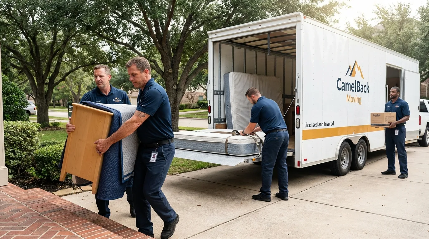 Crew loading residential truck for cross-state move from Hazel Park, MI